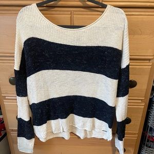 ABERCROMBIE & FITCH CREAM & NAVY STRIPED SWEATER